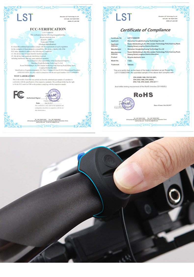 TWOOCRechargeable120dbCycleBellElectronicHornSafetyTrumpetUSBChargeBicycleSirenAudioWarningAlarm-32893539509