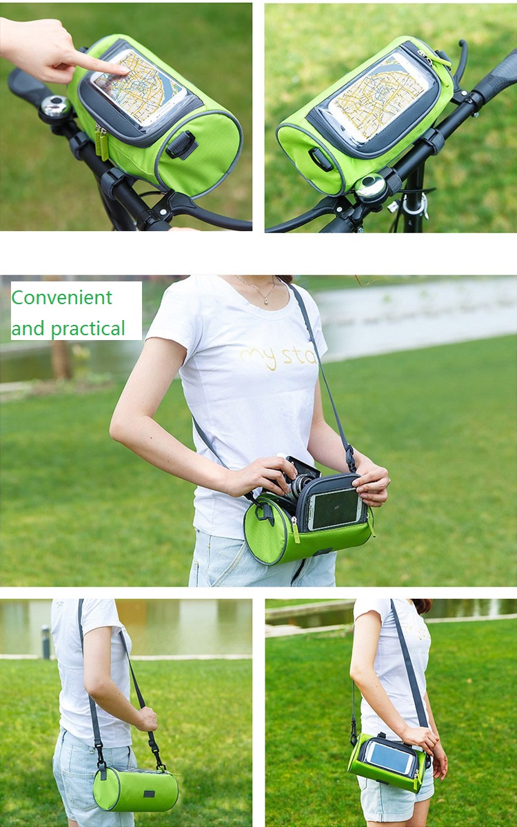 WaterproofBicycleBagsFrontTubePanniersTouchScreenCyclingPhoneBagCaseMountainBikeHandlebarPhonePouch-32911297065