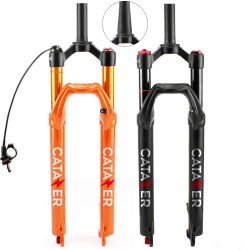 CATAZER MTB 27.5/29er Bike Air Suspension Forks Remote Lockout/Hydraulic Lockout with Rebound Damping, Travel 100mm, Straight/Tapered Tube QR 9x100mm for XC Mountain Bike